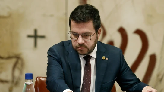 El presidente de la Generalitat, Pere Aragonès, durante la reunión semanal del Govern celebrada este martes El presidente de la Generalitat, Pere Aragonès, durante la reunión semanal del Govern celebrada este martes