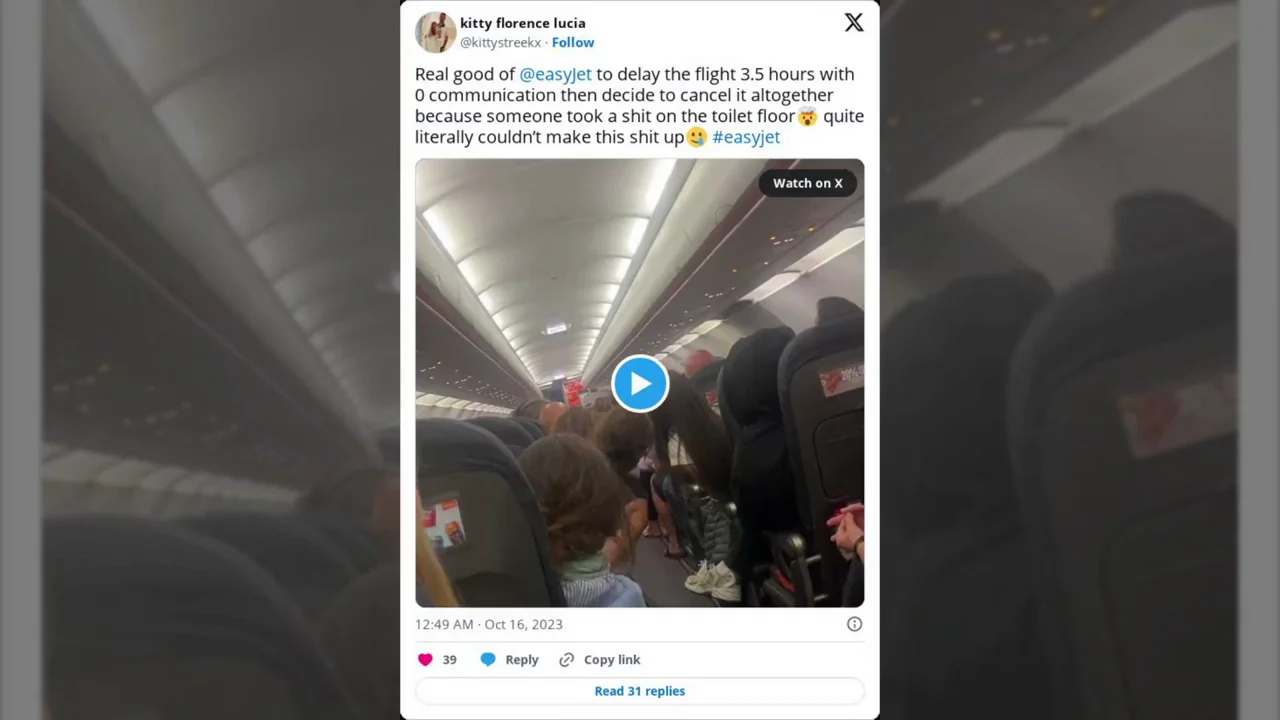 Un pasajero defeca en el suelo del ba&ntilde;o de un avi&oacute;n y obliga a cancelar un vuelo que se dirig&iacute;a de Tenerife a Londres