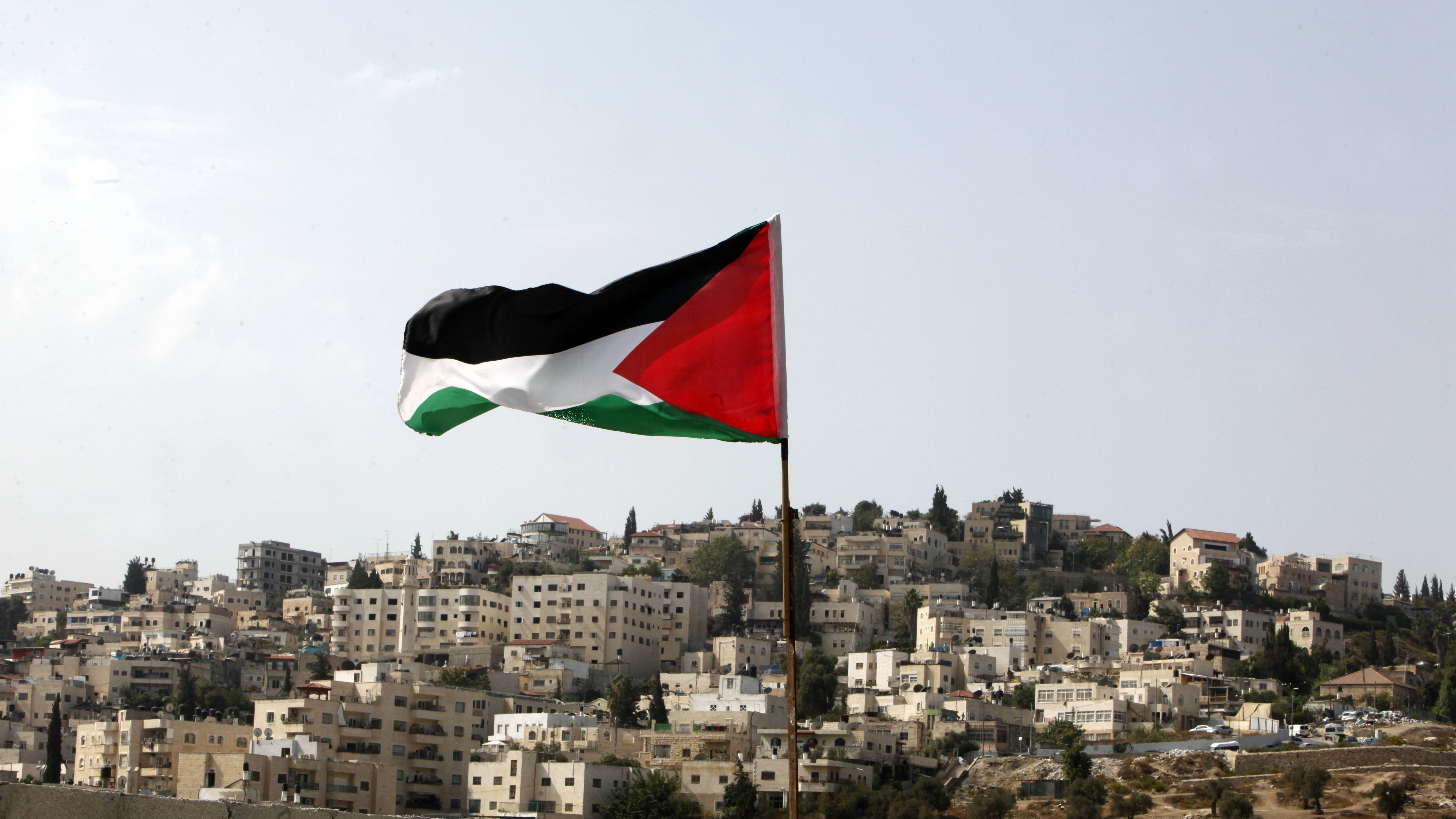 Una bandera palestina, en un barrio de Jerusalén este, en 2015