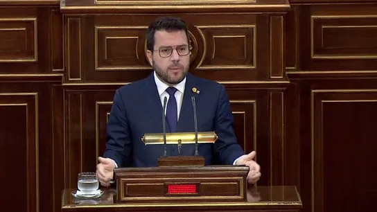 Pere Aragonés, durante su intervención en el Senado Pere Aragonés, durante su intervención en el Senado