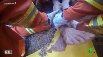 Los bomberos rescatan a un anciano con demencia senil atascado durante tres días en una tubería