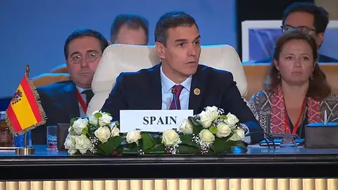 Pedro Sánchez habla en la Cumbre por la Paz celebrada en Egipto