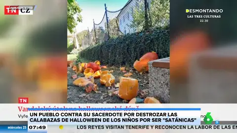Un sacerdote destroza las calabazas de Halloween de los niños del pueblo por considerarlas satánicas