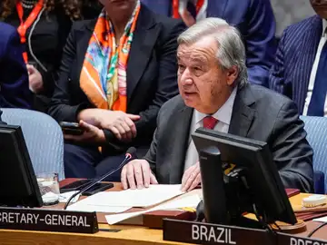 El secretario general de la ONU, António Guterres, habla ante el Consejo de Seguridad