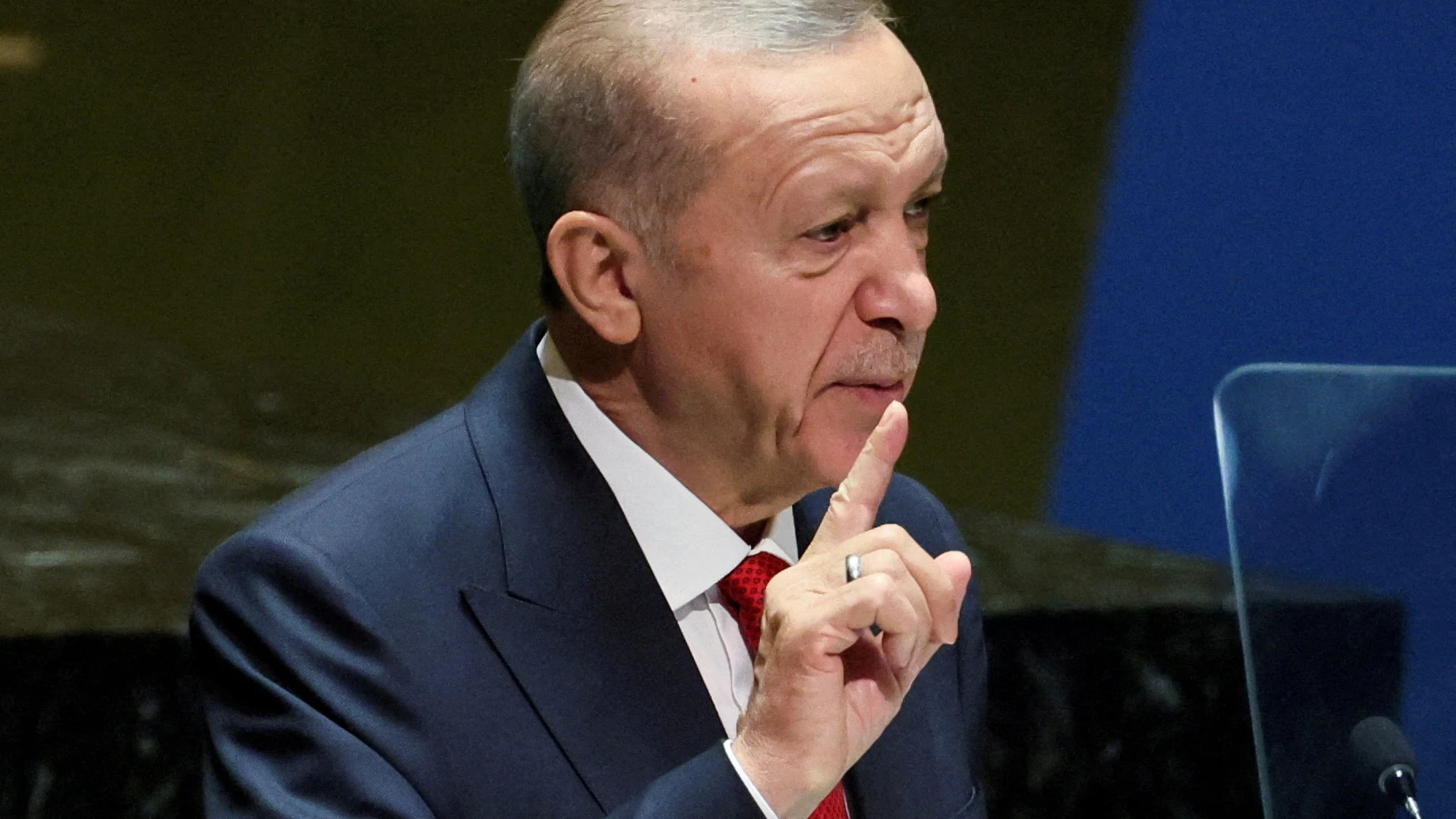 El presidente de Turquía Tayyip Erdogan en una sesión en la Asamblea General 