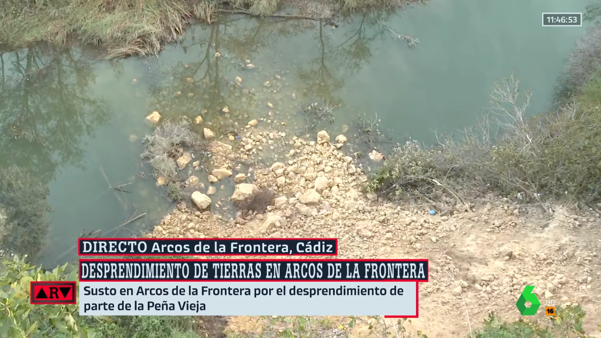 Susto en Arcos de la Frontera (Cádiz) por el desprendimiento de una parte de la Peña Vieja