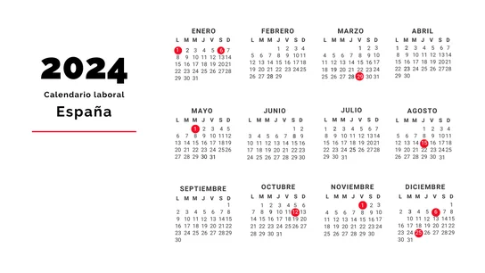 El calendario laboral de España para 2024: 12 festivos nacionales, nueve comunes en toda España El calendario laboral de España para 2024: 12 festivos nacionales, nueve comunes en toda España