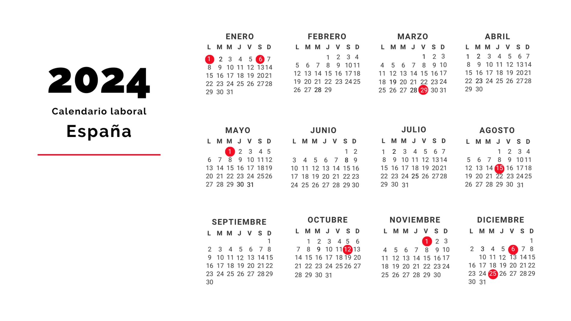 Calendario laboral 2024: ya se conocen todos los festivos en