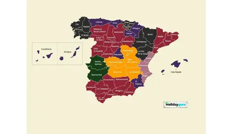 Mapa con los mejores pueblos de España para celebrar Halloween Mapa con los mejores pueblos de España para celebrar Halloween