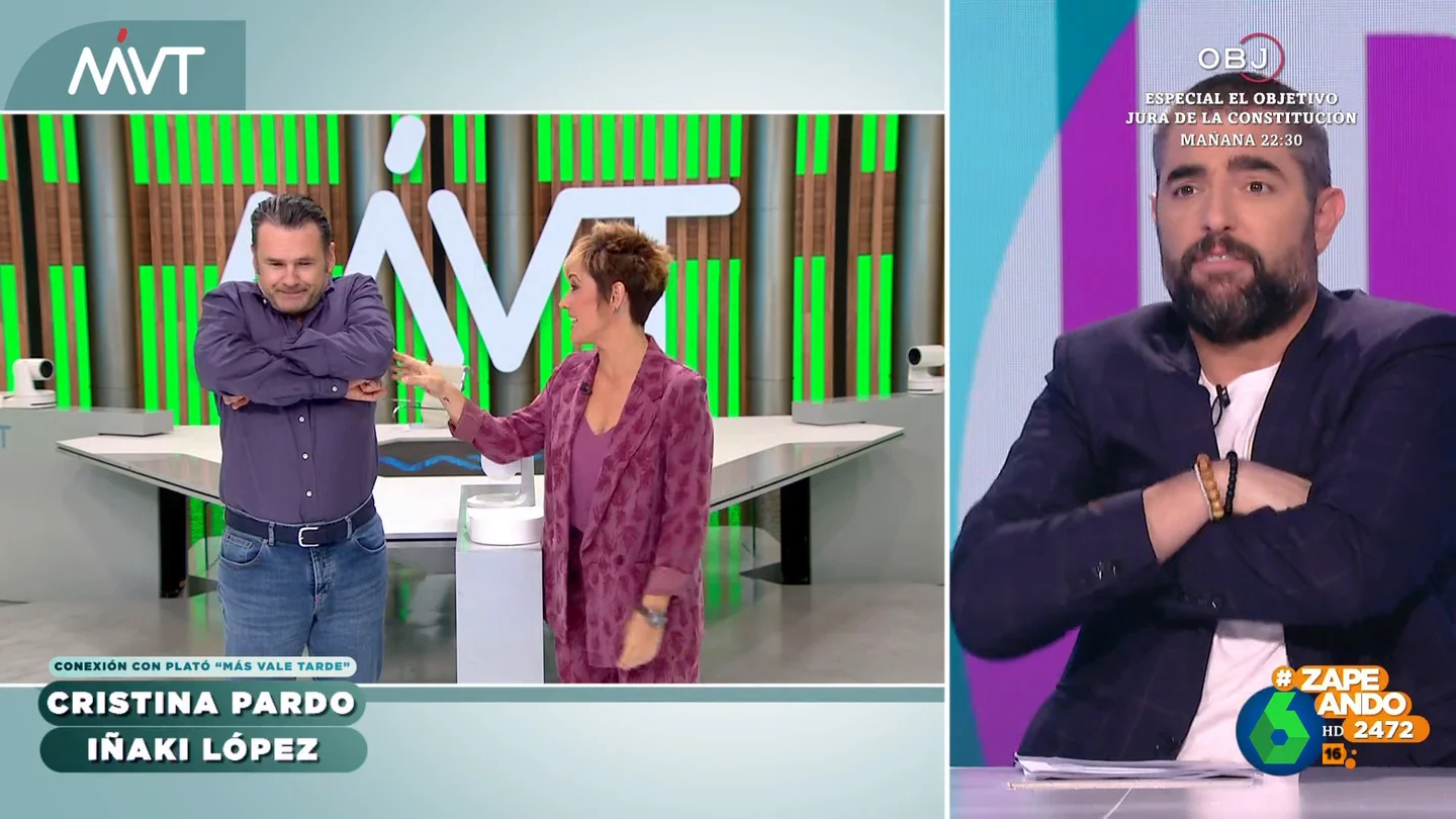 Dani Mateo avisa a Iñaki López que no hará más bromas debido a Cristina Pardo: "Dijo que éramos inmaduros" Dani Mateo avisa a Iñaki López que no hará más bromas debido a Cristina Pardo: "Dijo que éramos inmaduros"