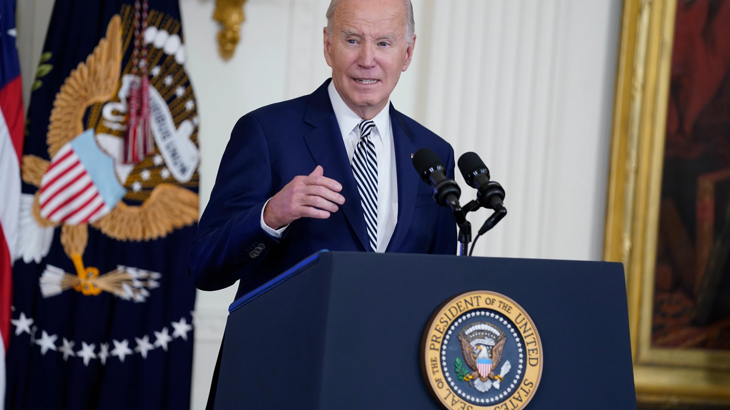 El presidente de Estados Unidos, Joe Biden, durante su comparecencia