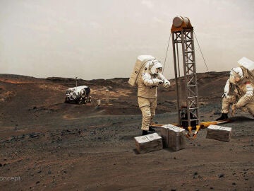 recreación de astronautas en Marte