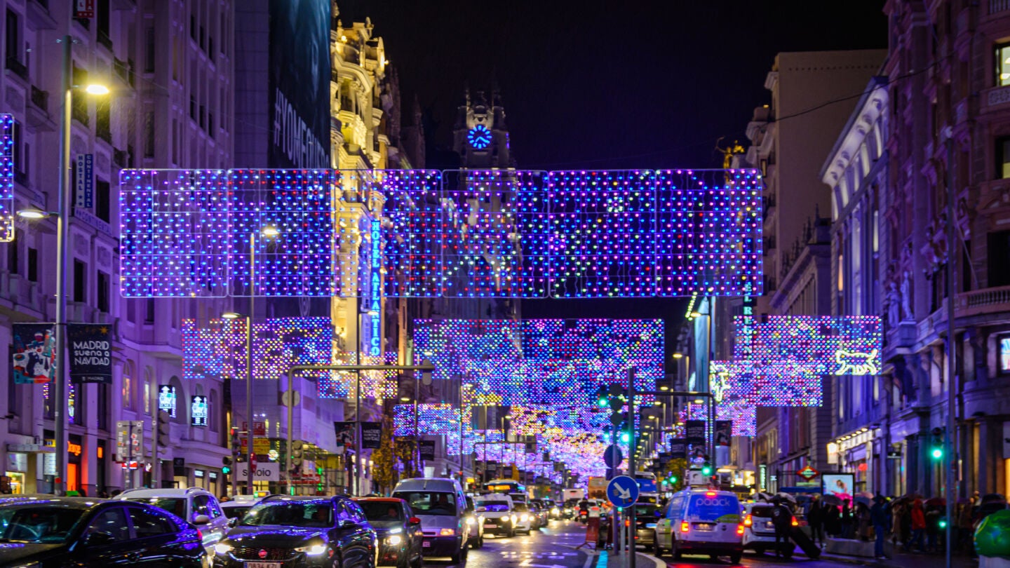 Las luces de la calle Gran V&iacute;a en Navidad