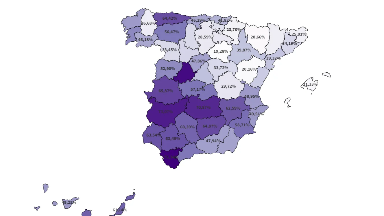 Mapa con los datos de seguros de decesos de 2022 Unespa