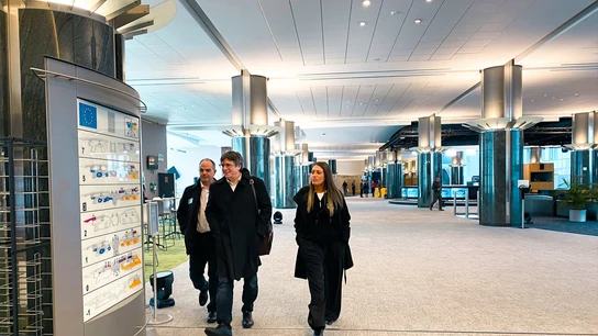 El expresidente de la Generalitat, Carles Puigdemont, acompañado de Jordi Turull y Miriam Nogueras en el Parlamento Europeo El expresidente de la Generalitat, Carles Puigdemont, acompañado de Jordi Turull y Miriam Nogueras en el Parlamento Europeo/ Europa Press