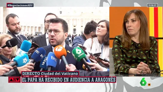 Angélica Rubio, ante la visita de Aragonès al Vaticano: "Ver a un republicano de izquierdas entusiasmado por ver al papa tiene su aquel" Angélica Rubio, ante la visita de Aragonès al Vaticano: "Ver a un republicano de izquierdas entusiasmado por ver al papa tiene su aquel"