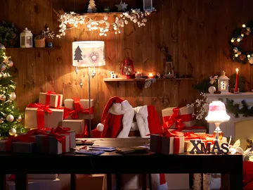 Imagen de la casa de Papá Noel en Navidad Imagen de la casa de Papá Noel en Navidad