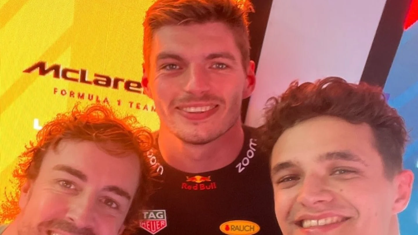 Fernando Alonso, Max Verstappen y Lando Norris Fernando Alonso, Max Verstappen y Lando Norris