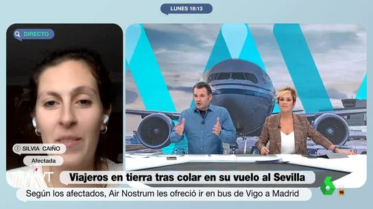 Iñaki López, a una de las viajeras que Air Nostrum dejó en tierra para colar al Sevilla FC: Ha sido un gol por toda la escuadra "Es la típica historia de la España de los privilegiados", afirma en este vídeo Iñaki López sobre los viajeros que se quedaron en tierra el sábado por la noche cuando Air Nostrum decidió dejarlos en tierra para dar prioridad a los jugadores del Sevilla.