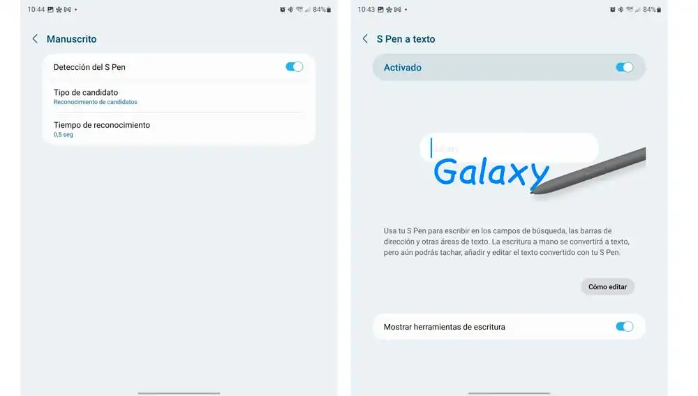 Activando la detección automática del S Pen Activando la detección automática del S Pen
