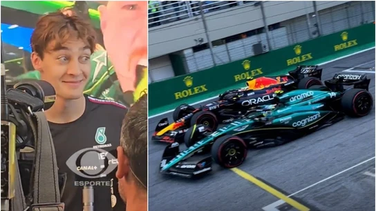 La incrédula reacción de Russell al ver la batalla entre Fernando Alonso y 'Checo' Pérez en Brasil La incrédula reacción de Russell al ver la batalla entre Fernando Alonso y 'Checo' Pérez en Brasil