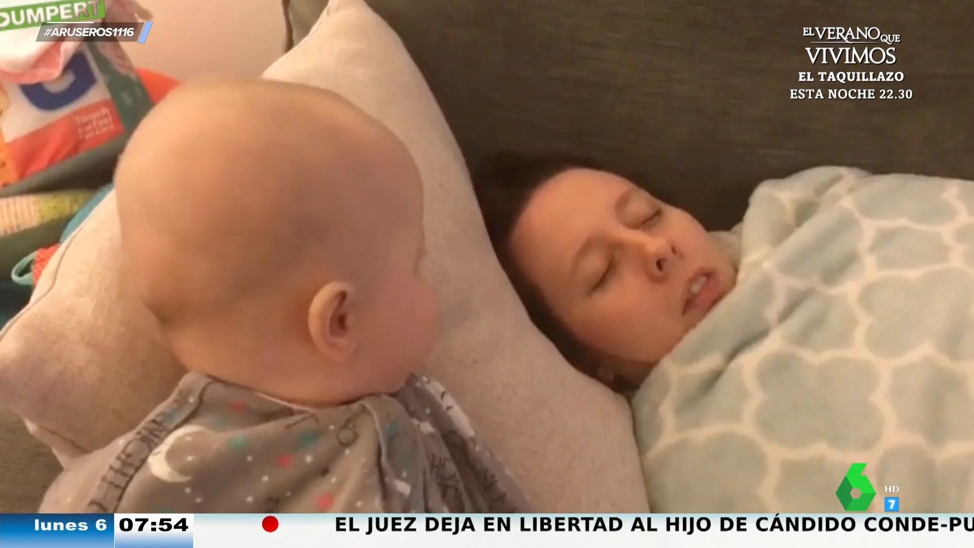 La divertida reacción de un bebé cuando escucha roncar a su madre: "Está como diciendo 'a mamá le pasa algo'"