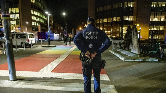 Imagen de archivo de un agente de la Policía de Bélgica. Imagen de archivo de un agente de la Policía de Bélgica.