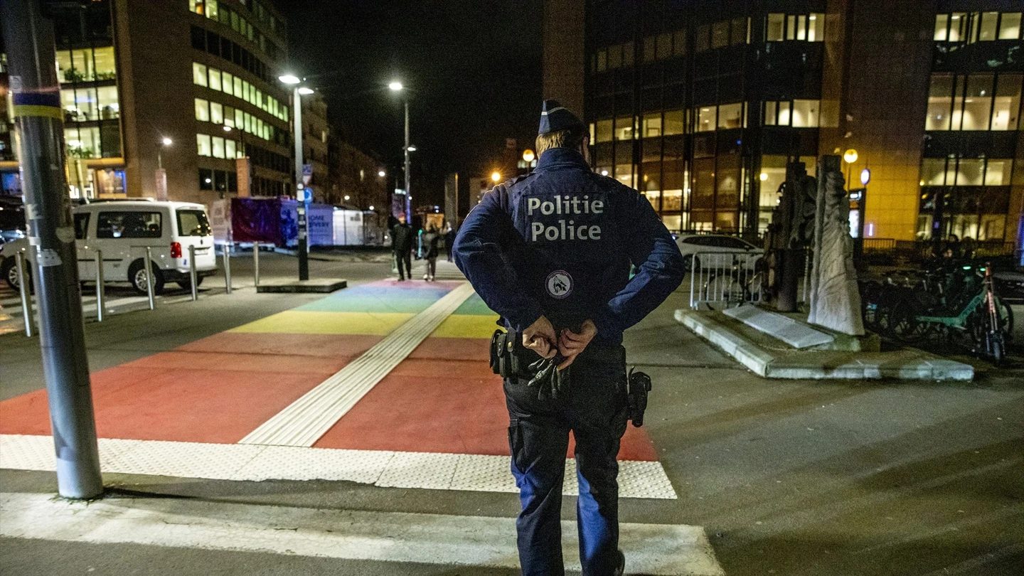 Imagen de archivo de un agente de la Policía de Bélgica. Imagen de archivo de un agente de la Policía de Bélgica.