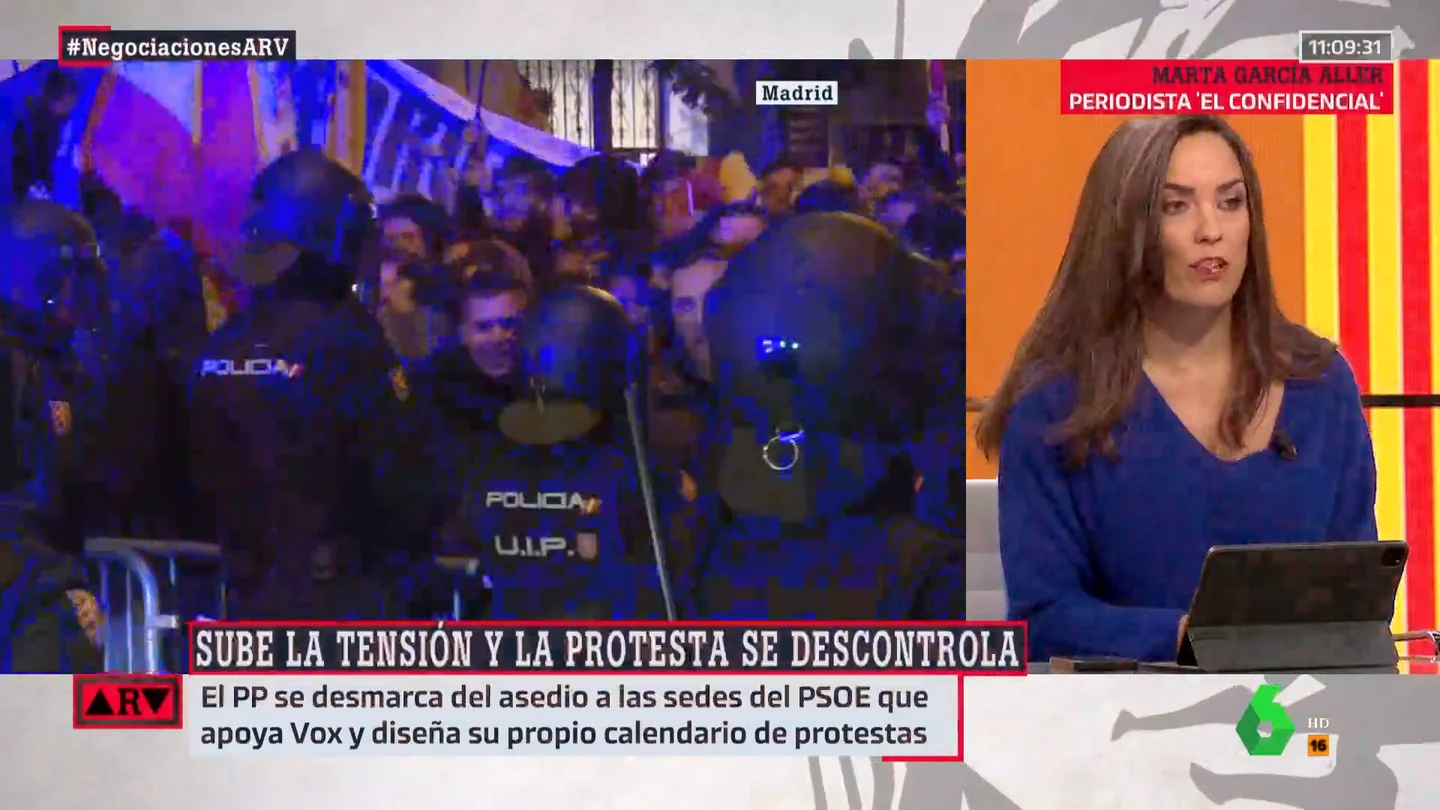 Marta García-Aller: "Un asedio a un partido político no puede ser nunca algo que se haga en nombre de la democracia" Marta García-Aller: "Un asedio a un partido político no puede ser nunca algo que se haga en nombre de la democracia"