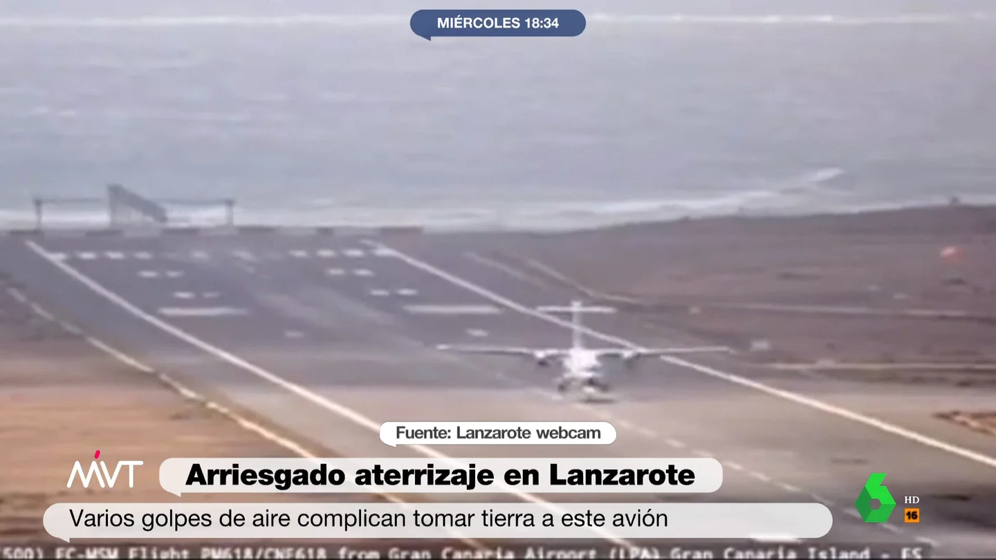 El arriesgado aterrizaje de un avión en Lanzarote El arriesgado aterrizaje de un avión en Lanzarote