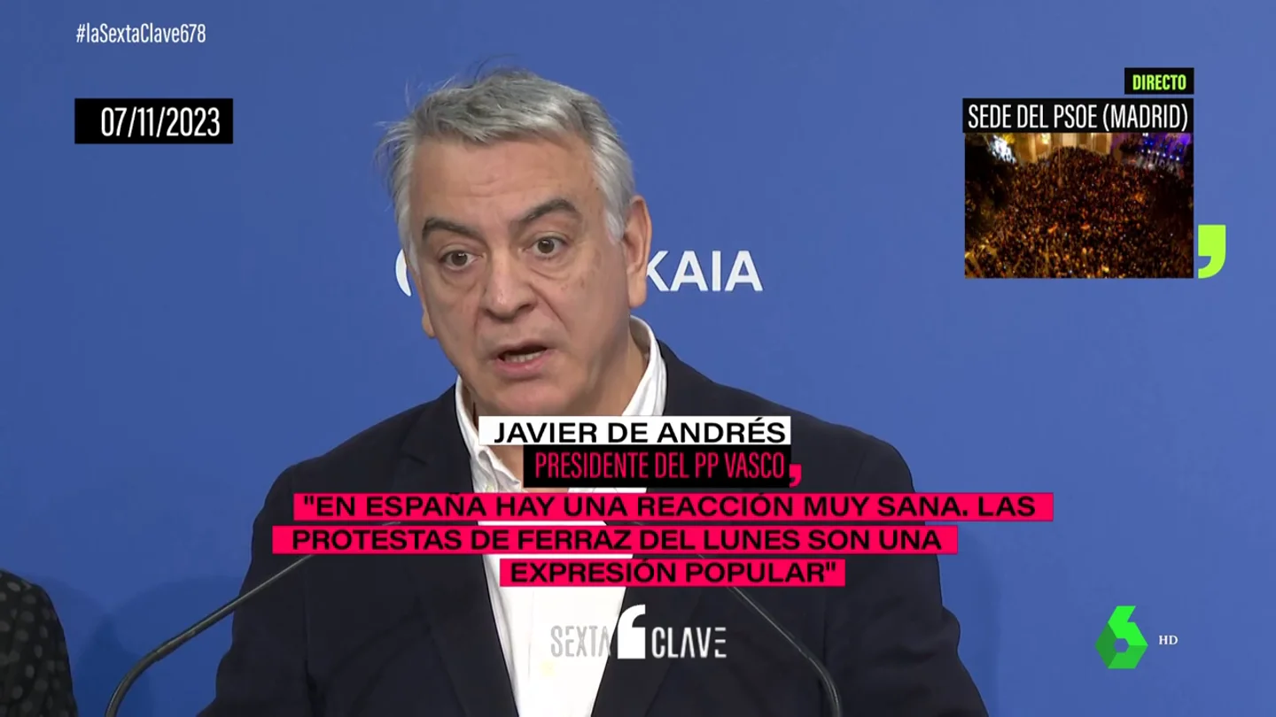 El presidente del PP vasco recula con los disturbios en Ferraz: de una "reacción muy sana" a una malinterpretación El presidente del PP vasco recula con los disturbios en Ferraz: de una "reacción muy sana" a una malinterpretación