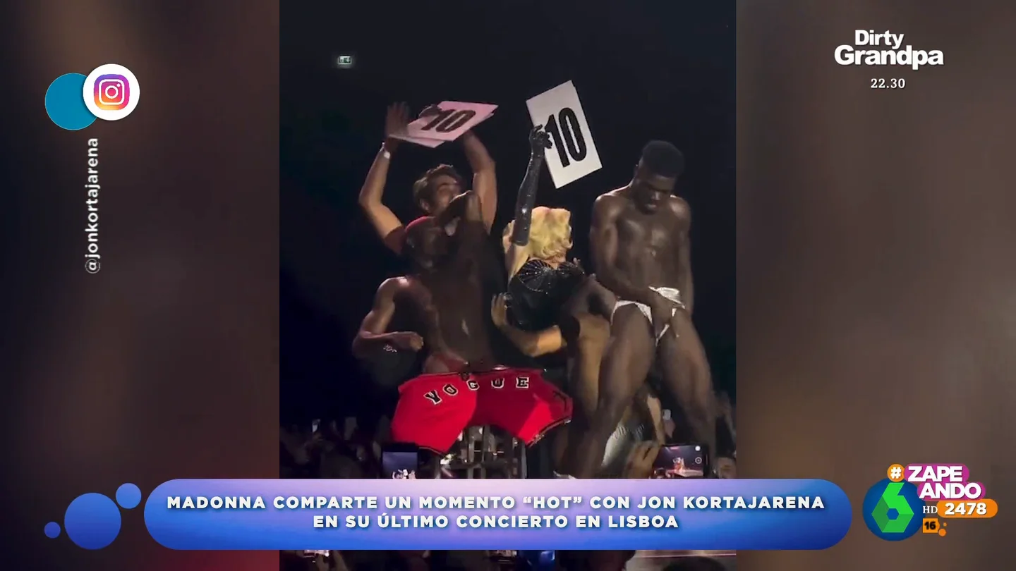 El momento más 'hot': Madonna sube a Jon Kortajarena al escenario en su concierto de Lisboa El momento más 'hot': Madonna sube a Jon Kortajarena al escenario en su concierto de Lisboa