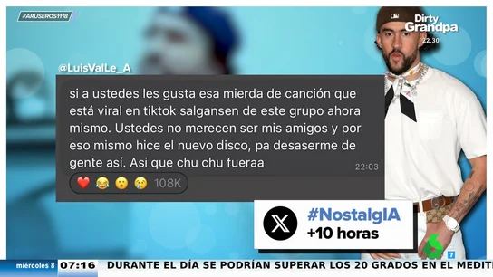 Así suena 'NostalgIA', la canción generada por Inteligencia Artificial que tanto molesta a Bad Bunny: "Si les gusta esa mierda..." Así suena 'NostalgIA', la canción generada por Inteligencia Artificial que tanto molesta a Bad Bunny: "Si les gusta esa mierda..."