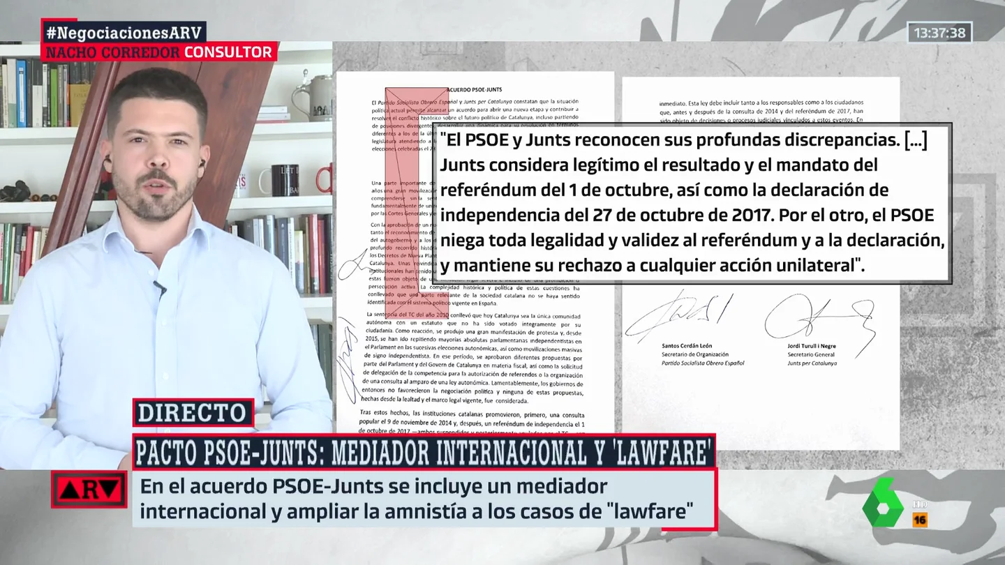 Nacho Corredor defiende "la estabilidad" tras al acuerdo PSOE-Junts: "Celebro que Puigdemont y Sánchez se traguen sus palabras" Nacho Corredor defiende "la estabilidad" tras al acuerdo PSOE-Junts: "Celebro que Puigdemont y Sánchez se traguen sus palabras"
