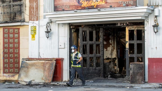Imagen de archivo de discotecas Teatre y Fonda Milagros tras el incendio Imagen de archivo de discotecas Teatre y Fonda Milagros tras el incendio