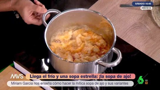 Miriam García cocina, paso a paso, una sopa de ajo para dos personas en Más Vale Sábado Miriam García cocina, paso a paso, una sopa de ajo para dos personas en Más Vale Sábado