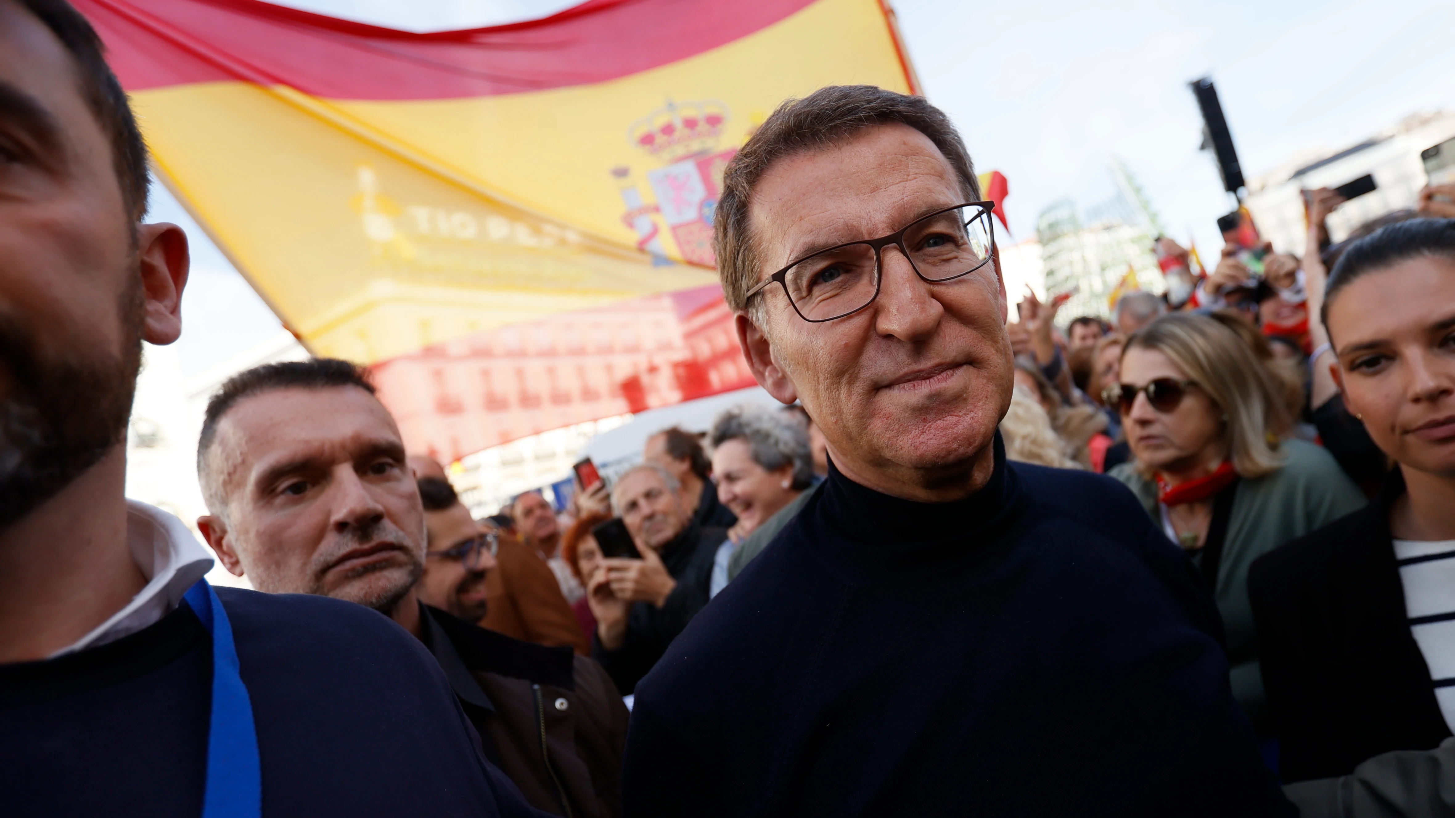 El líder del PP, Alberto Núñez Feijóo, en la manifestación del PP en Madrid contra la amnistía