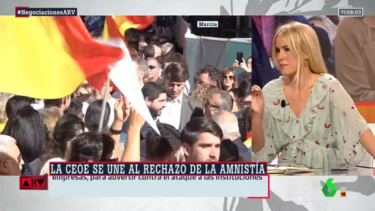 ARV | Afra Blanco apunta qué hay tras el rechazo de Garamendi a la amnistía: "Está contra la reducción de jornada" ARV | Afra Blanco apunta qué hay tras el rechazo de Garamendi a la amnistía: "Está contra la reducción de jornada"