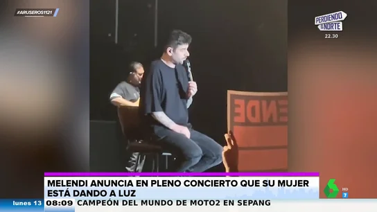 Melendi anuncia en pleno concierto que su mujer está dando a luz Melendi anuncia en pleno concierto que su mujer está dando a luz