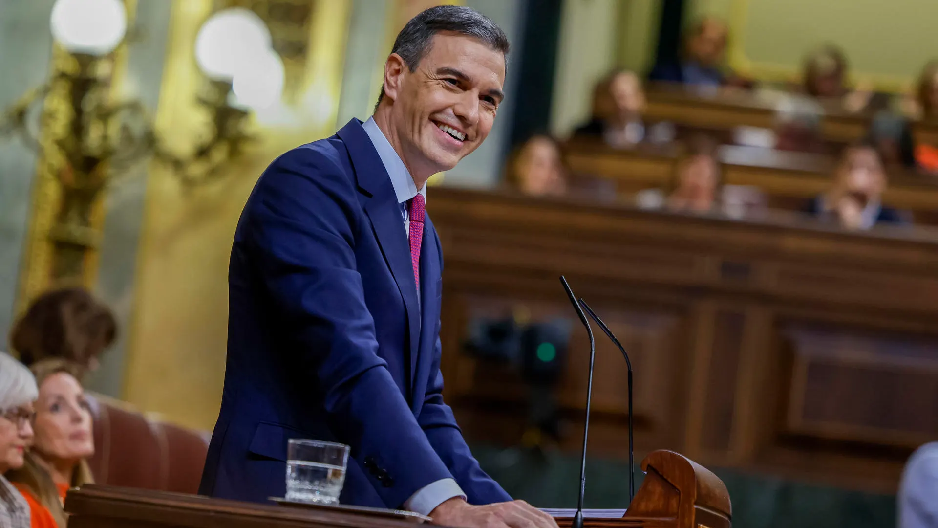 Pedro Sánchez durante el debate de investidura