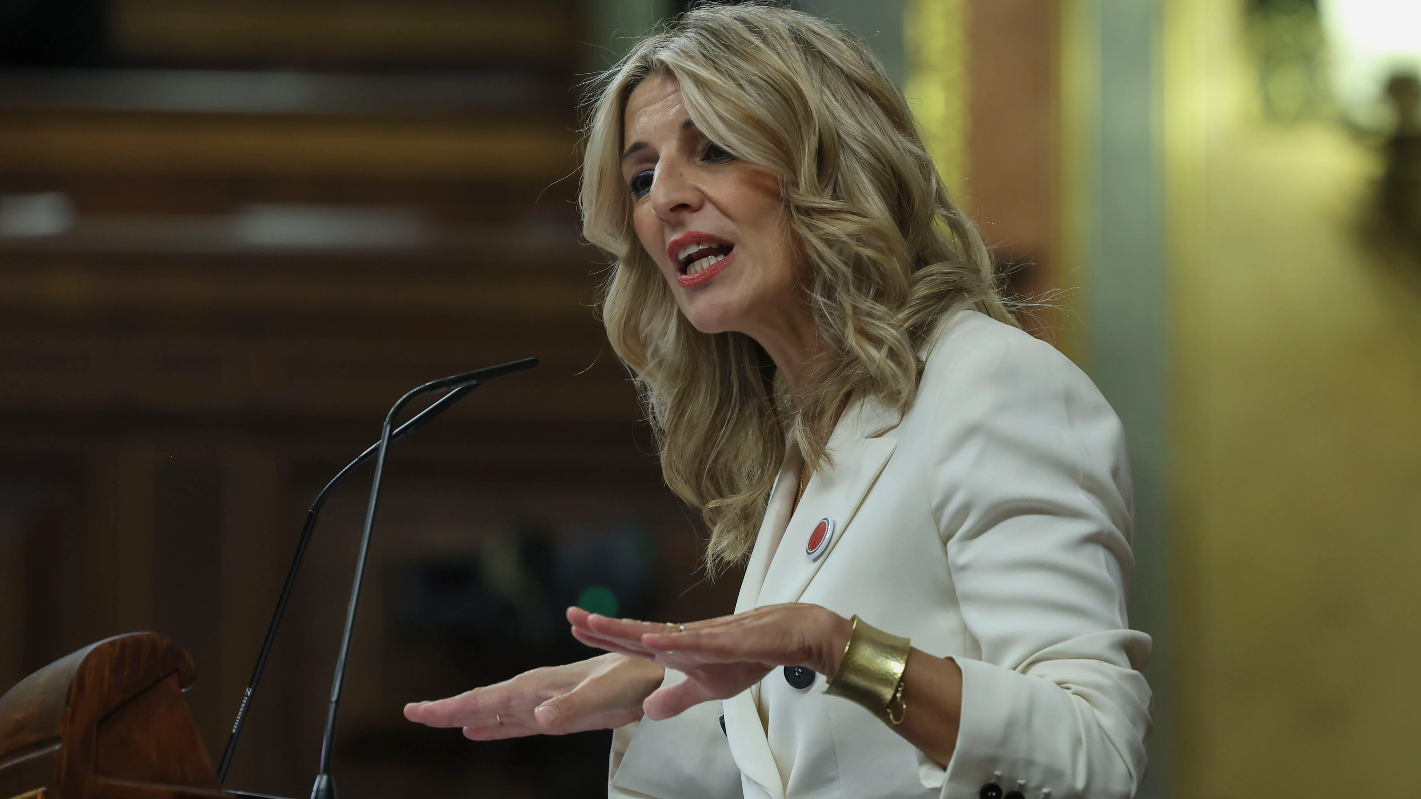 Yolanda Díaz, durante su intervención en el debate de investidura de Pedro Sánchez