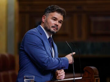 El portavoz de ERC en el Congreso, Gabriel Rufián, interviene en el debate de investidura