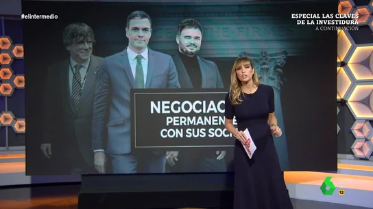 De la negociación con los socios a la oposición: Sandra Sabatés analiza las claves de la próxima legislatura de Pedro Sánchez ¿Qué pasará a partir de ahora tras la investidura de Pedro Sánchez? Sandra Sabatés repasa el calendario inmediato de Pedro Sánchez y analiza las principales claves de cara a la legislatura que se extraen del debate en el Congreso de los Diputados.