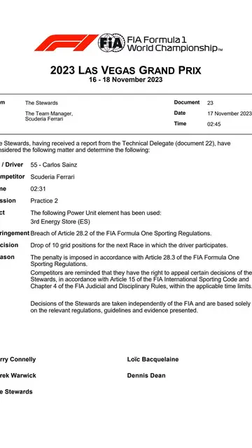 Sanción oficial Sanción oficial