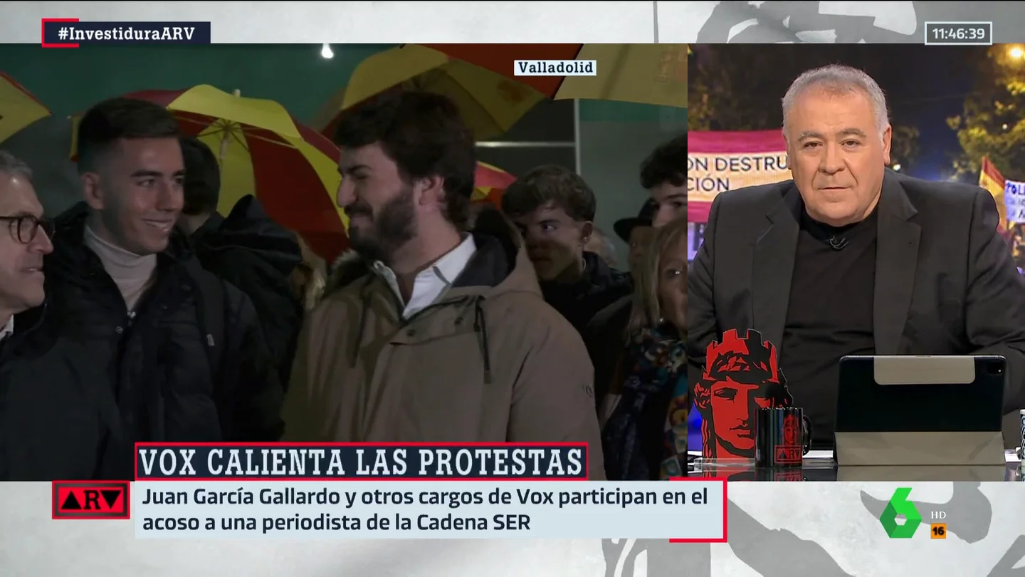Antonio García Ferreras, en Al Rojo Vivo. ARV - Ferreras esponde al acoso de García Gallardo a una periodista durante las protestas: "Debería pagar 'copyright' a los independentistas radicales"