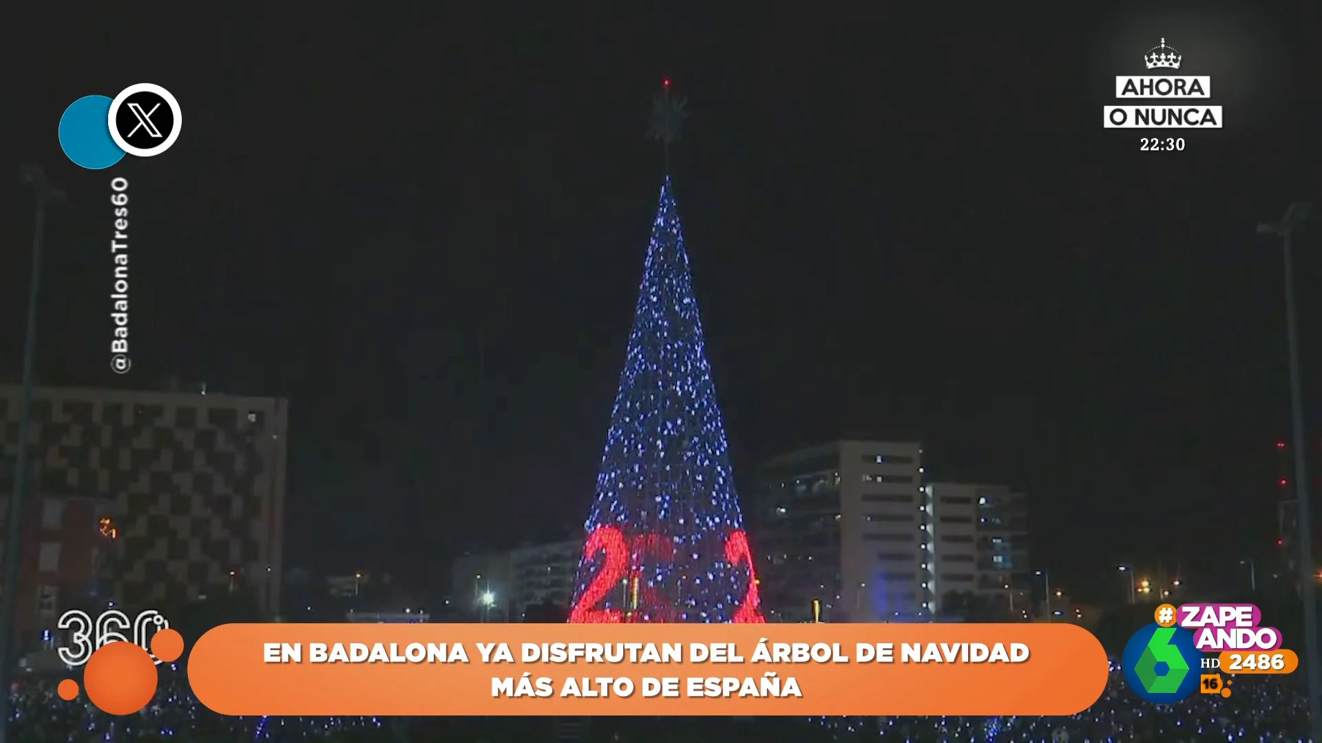 El 'pique' con Vigo continua: Badalona enciende el árbol de Navidad más alto de España