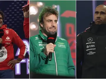 Carlos Sainz, Fernando Alonso y Lewis Hamilton