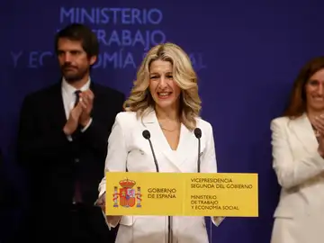 Yolanda Díaz, durante la toma de posesión de su cartera como vicepresidenta segunda del Gobierno y ministra de Trabajo y Economía Social.