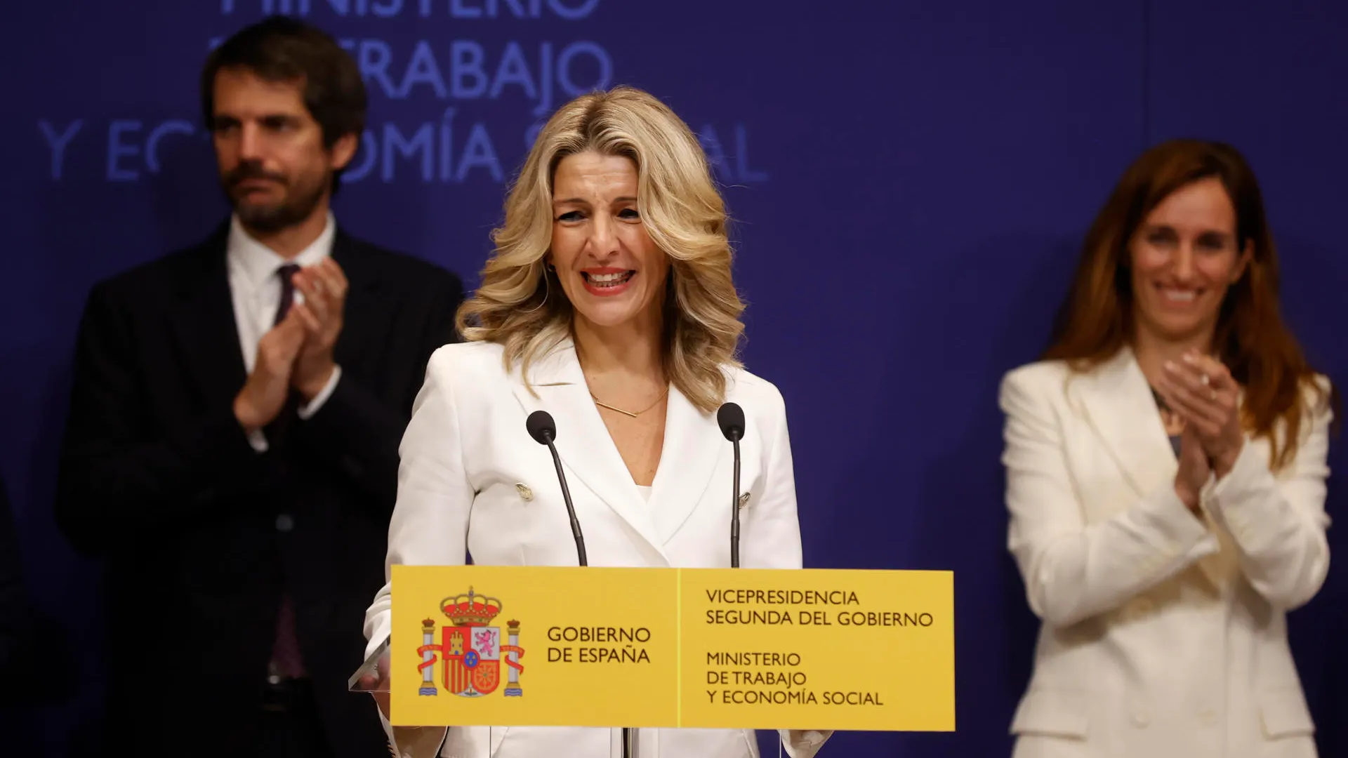 Yolanda Díaz, durante la toma de posesión de su cartera como vicepresidenta segunda del Gobierno y ministra de Trabajo y Economía Social.