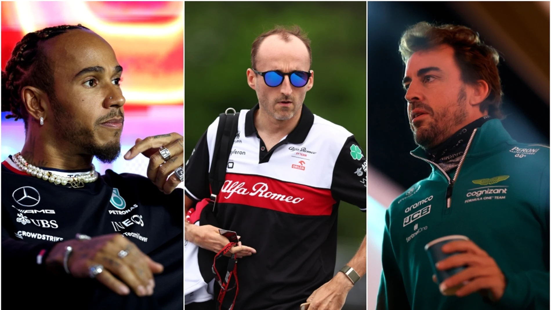 Lewis Hamilton, Robert Kubica y Fernando Alonso 